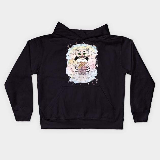 Emotional Cat. Self-confident Kids Hoodie by PolinaPo